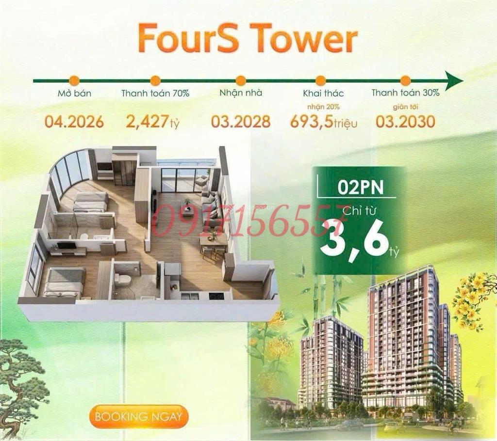 Duy nhất 01 căn 03 pn  mã căn đẹp phong thủy  ngắm trọn vẹn pháo hoa rực rỡ về đêm