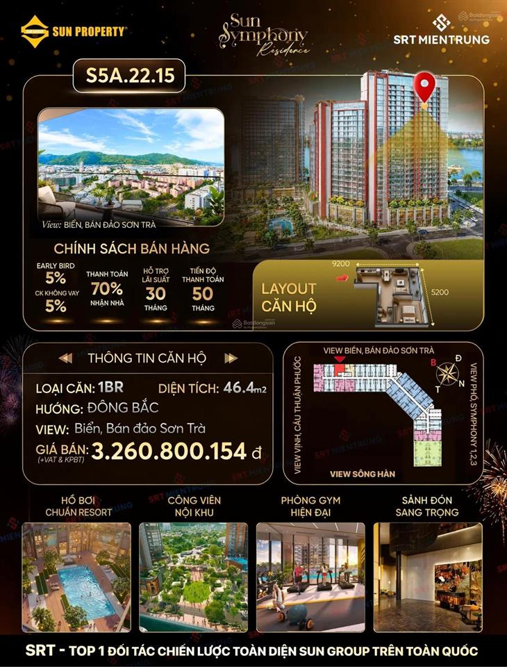 Căn hộ s5a2215tăng 50% diện tích, giá không đổi (so với studio cùng dự án). thông tin căn hộ 46,4m