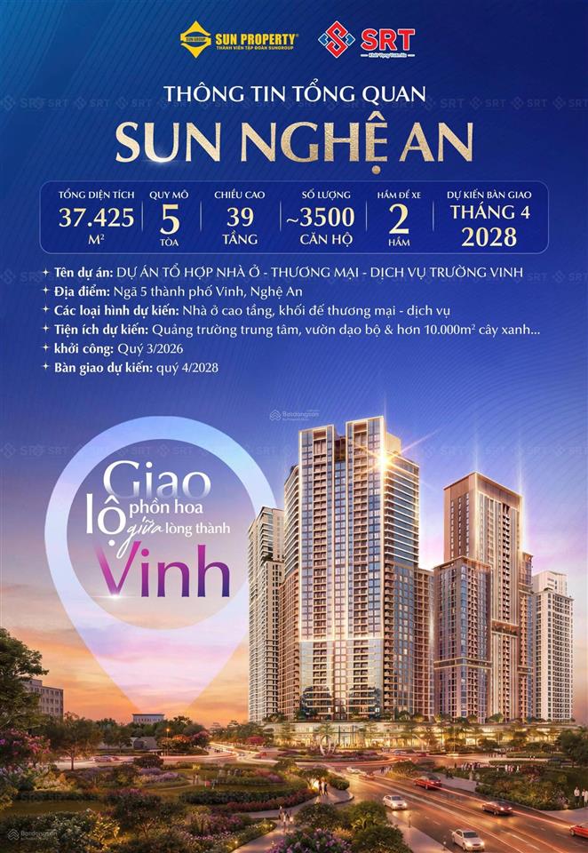 Nhận booking sun nghệ an tổ hợp nhà ở, thương mại & dịch vụ trường vinh.