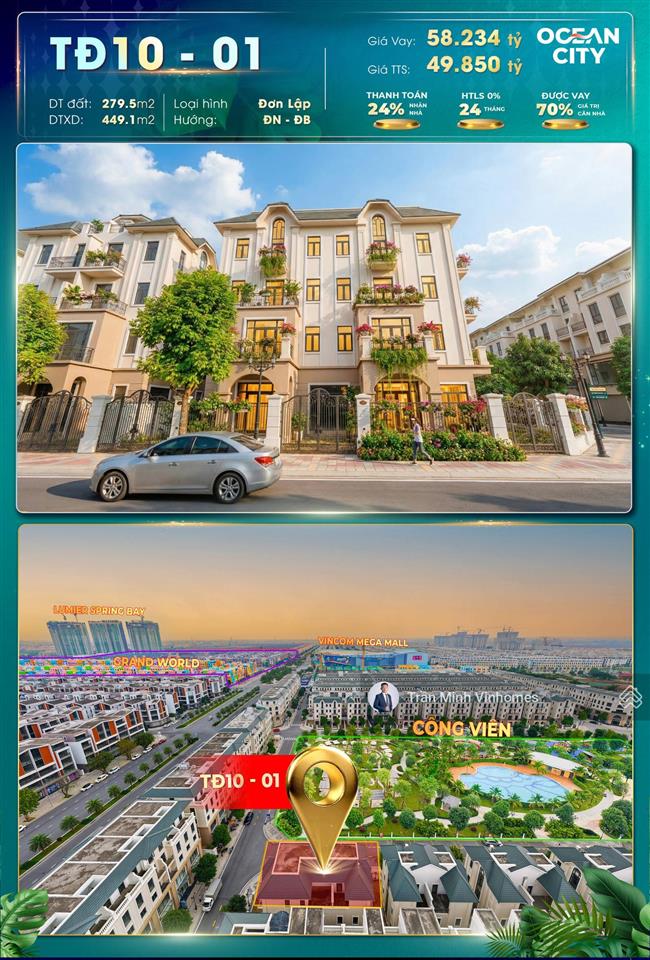 Độc bản căn đơn lập view vườn hoa phân khu thời đại, vinhomes ocean park 3