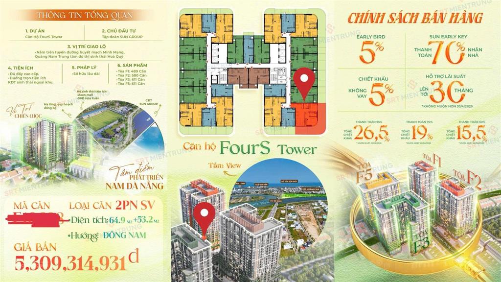 Bán căn hộ sân vườn giá mềm nhất dự án chung cư tại fours tower, 4,6 tỷ, 65m2 + 16m2 sân vườn.