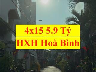 Bán nhà cấp 4 hxh 6m hoà bình  4x15m, 5.9 tỷ, ô tô đậu cửa, đang cho thuê 6tr/tháng!