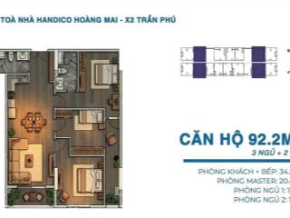 65 triệu/m2, 3pn2wc.bán căn hộ 92m2 tại handico riverside, hoàng mai  đã bao gồm kpbt và vat