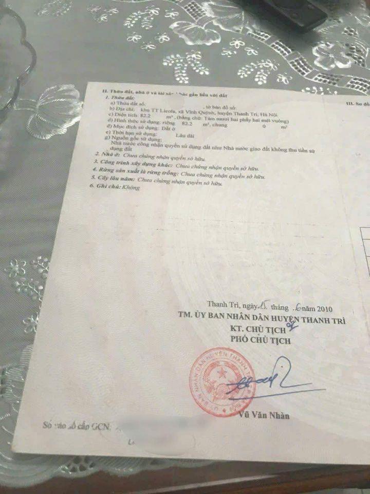 🏡 BÁN NHÀ 2 TẦNG – KHU TẬP THỂ LICOLA, VĨNH QUỲNH, THANH TRÌ