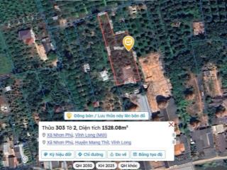 Bán đất mặt tiền độ nhựa 5t, 1.528 m2, sổ hồng chính chủ