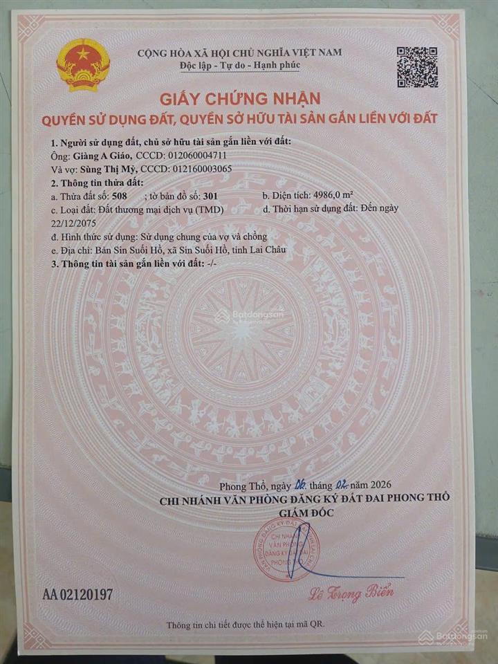 Khu nghỉ dưỡng, homstay Sin Suối Hồ, 3,99 tỷ, 6368.2m2 hàng hot