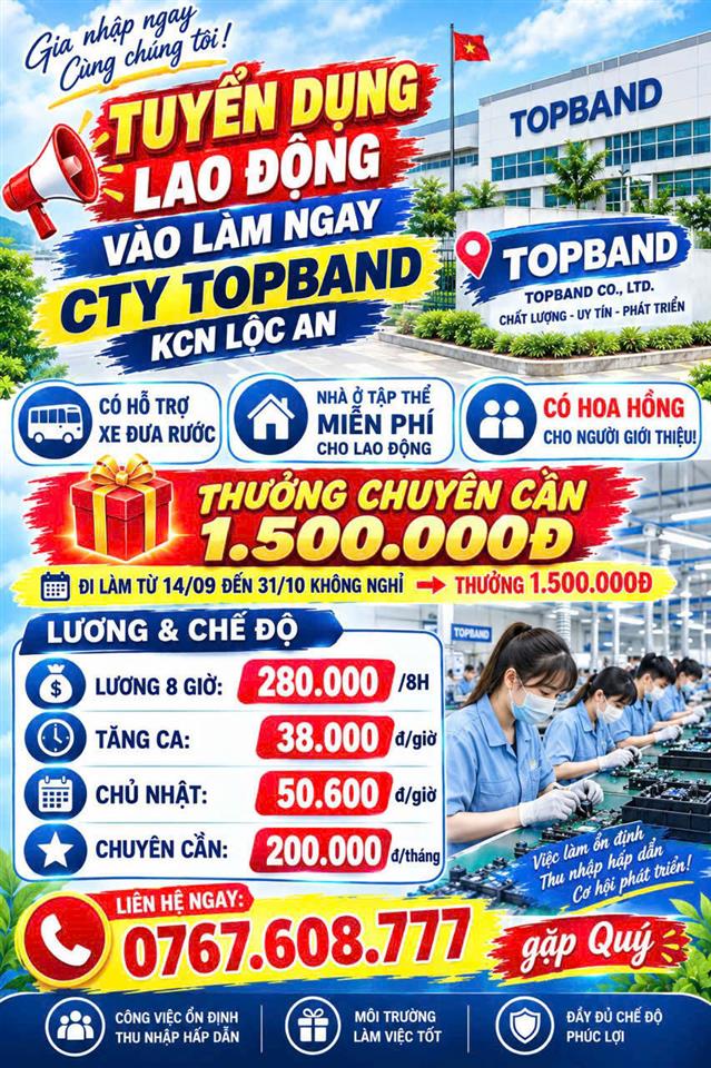 Tuyển Lao Động Nam/ Nữ TUỔI TỪ 18 Đến 50 Thu nhập 10 ĐẾN 14Triệu Tháng - Chỉ Cần CCCD &