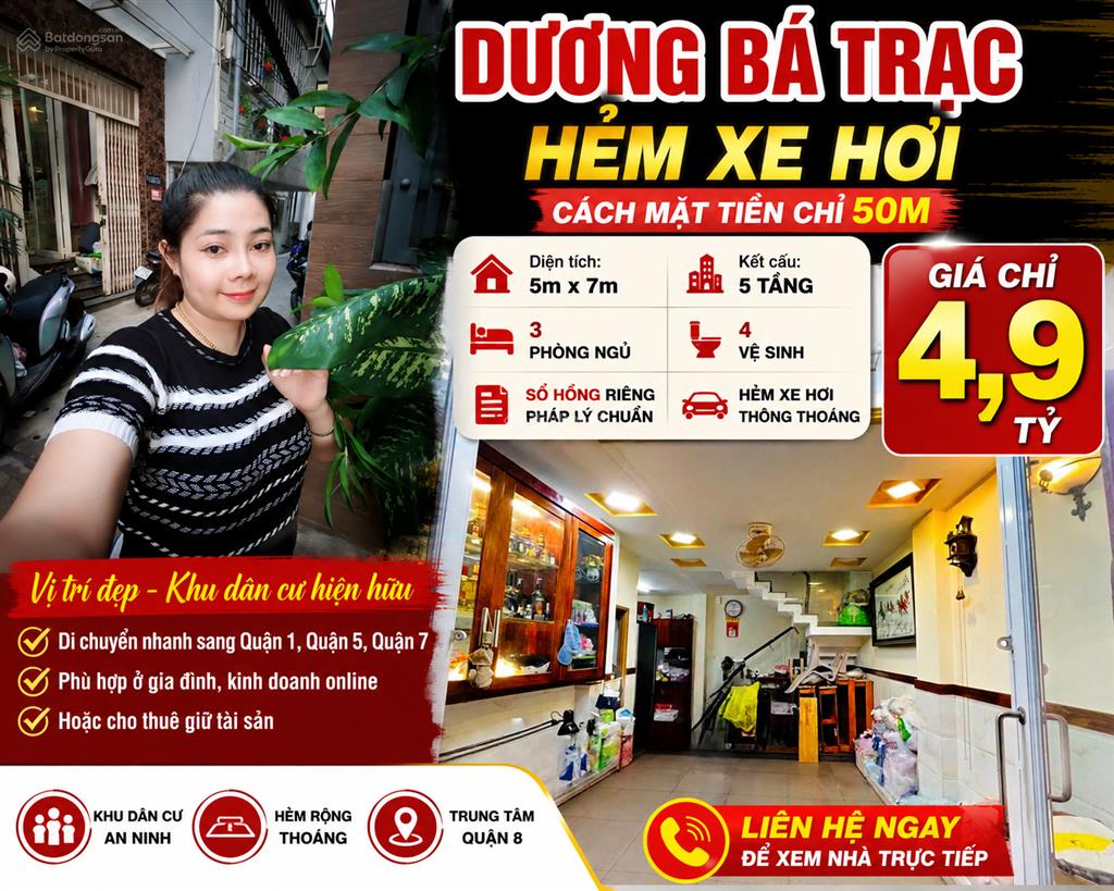 Dương bá trạc hẻm xe hơi 5 tầng nhà vị trí đẹp ngay trung tâm quận 8,