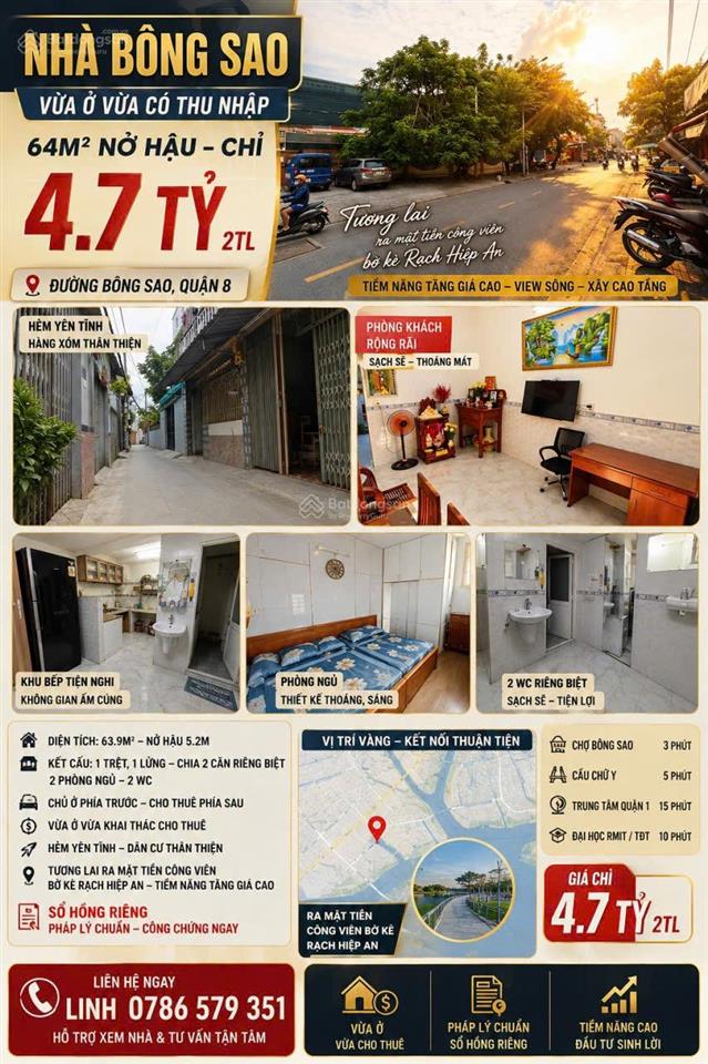 Bán nhà bông sao 64m nở hậu vừa ở vừa có thu nhập chỉ 4.7 tỷ đường bông sao, quận 8