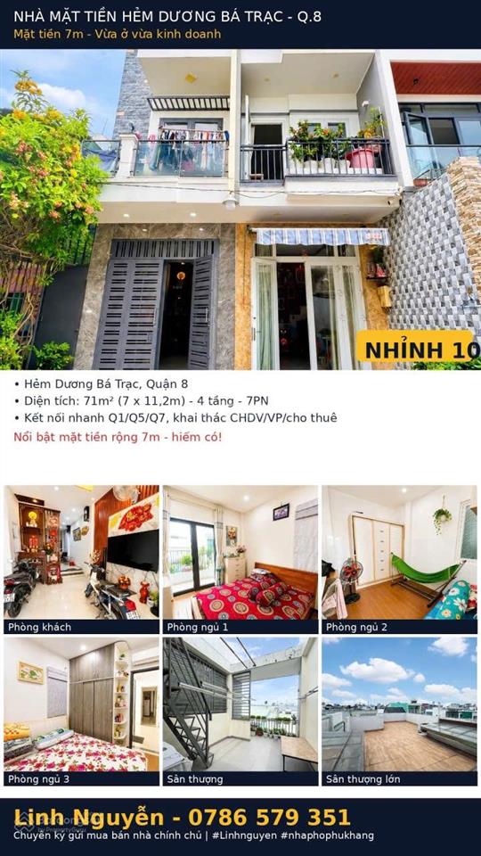 Mặt tiền dương bá trạc q.8 | ngang 7m hiếm gặp | 4 tầng | 71m | 10,8 tỷ
không phải lúc nào cũng gặp
