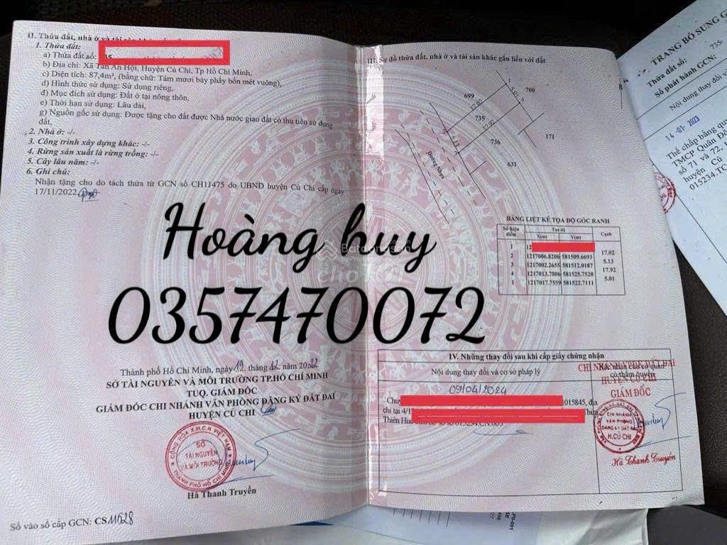 Chính chủ bán lỗ lô đất mặt tiền tân thông hội 88m2