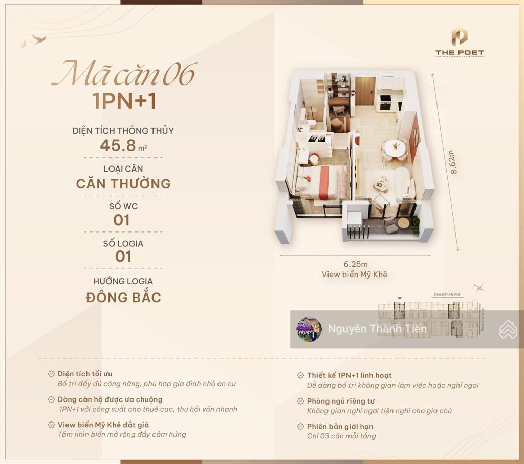 Bán căn 1pn+ view biển mỹ khê đà nẵng  sổ lâu dài
