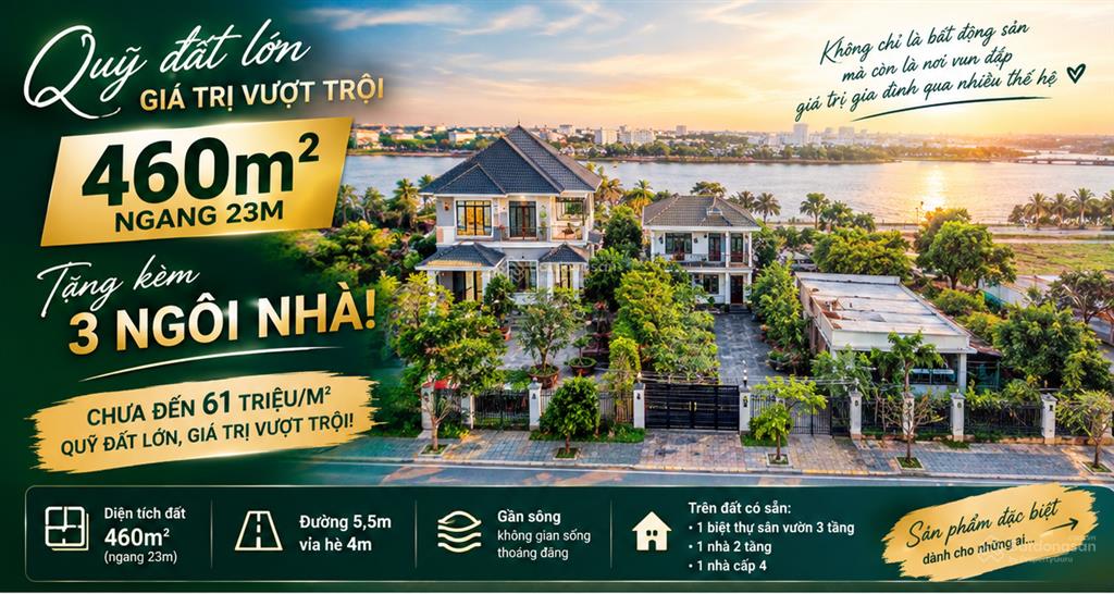 Quỹ đất 460m ngang 23m tặng kèm 3 ngôi nhà!