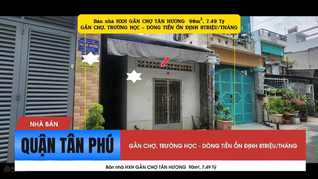 Bán nhà hxh đỗ thừa luông 90m²  gần chợ tân hương, 7.49tỷ, dòng tiền 8triệu/tháng