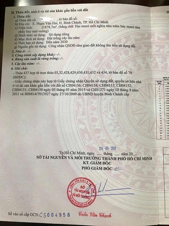 Bán đất đẹp tại an hạ, phạm văn hai, bình chánh, 13,8 triệu / m2, 21878.7 m2