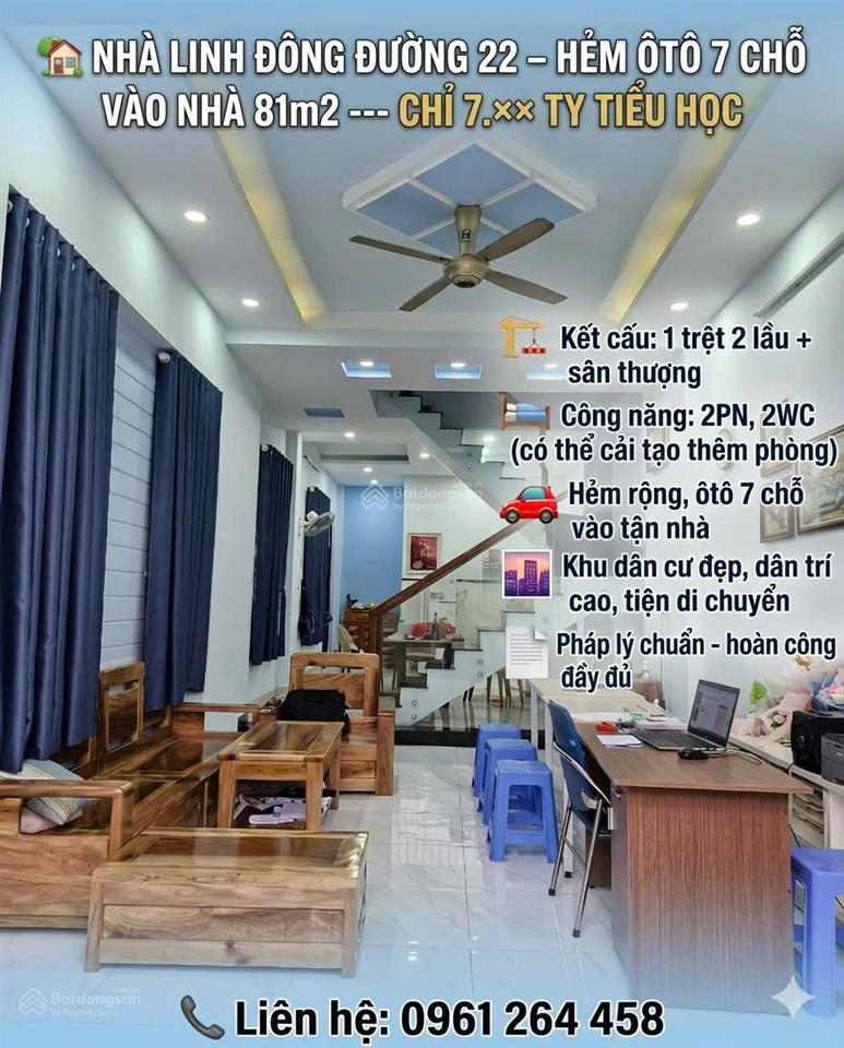 Nhà mới đường linh đông xe tải đỗ cửa, khu an ninh dân trí cao