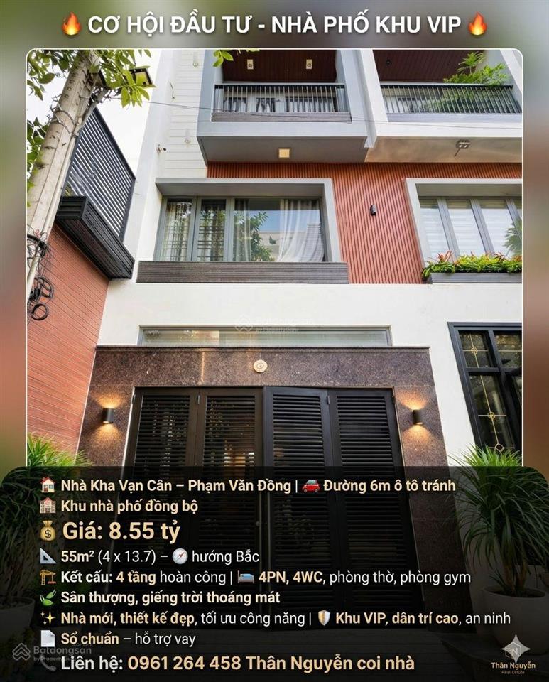 Bán nr 4pn, 4wc, 55m2, kha vạn cân, thủ đức, giá siêu hời 8,55 tỷ