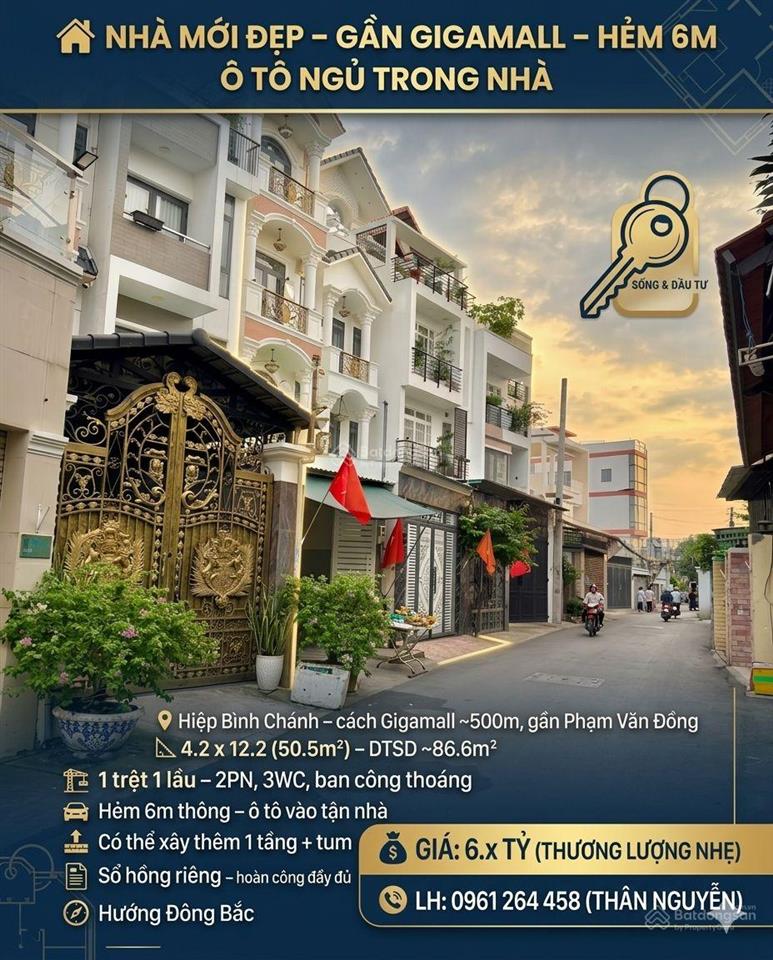 Nhà mới cạnh phạm văn đồng kế gigamall 77m2 đúng 6.8tỷ. có thể lên 4 tầng