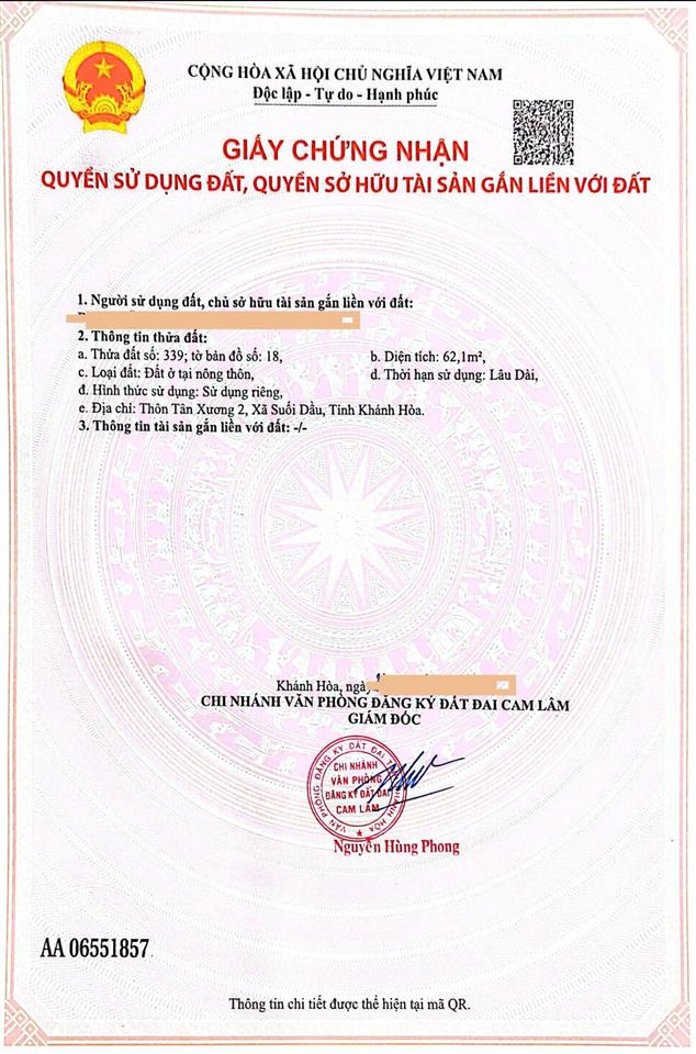 Bán nhanh lô đất đẹp ngay khu hành chính suối dầu giá chỉ 7xx triệu