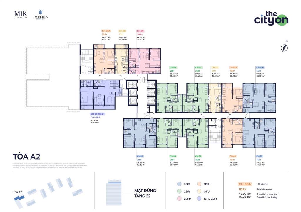 Giá chung cư the cityon ở vinhomes ocean park 3 giá chỉ từ 50tr/m2. chính thức nhận booking tòa a2