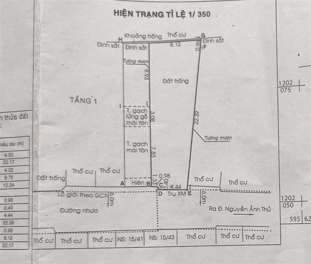 Chính chủ cần bán nhanh lô đất thổ cư cực đẹp/nguyễn ảnh thủ, q12. diện tích 154.4m2 giá 7ty2