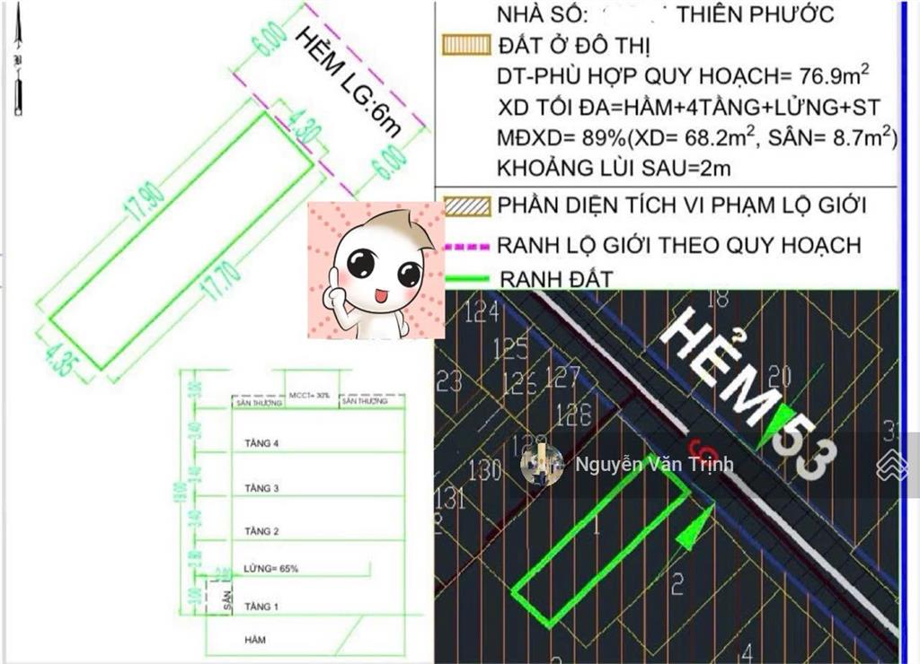 Hxh 6m thiên phước lý thường kiệt 4.3x17,9 78m xây 7 tấm chỉ 11.3 tỷ