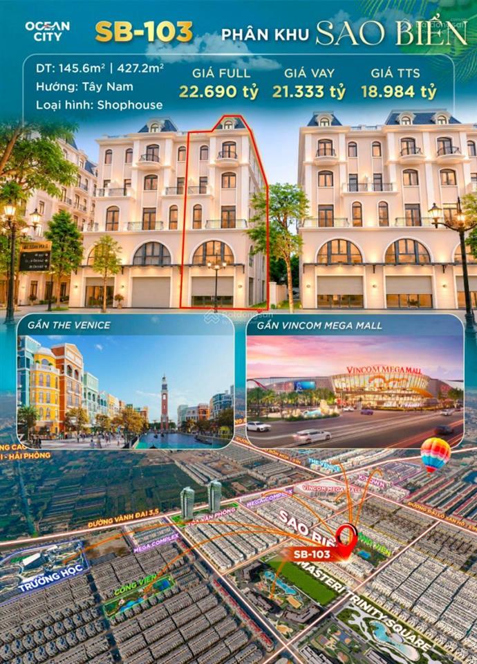 18,9 tỷ sở hữu shophouse sao biển 103 xẻ khe kinh doanh vinhomes ocean park 2