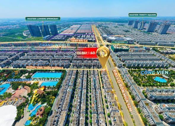 Đlbm40 | shophouse đại lộ bốn mùa đẹp từ vị trí, mạnh về tiềm năng khai thác dt đất 120m2
