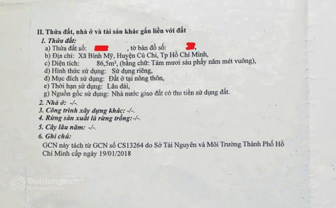 Cần bán gấp 86.5m² thổ cư chỉ 1 tỷ 050 xã bình mỹ, huyện củ chi, sổ sẵn