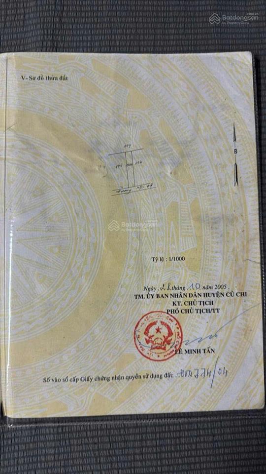 Bán đất tại sông lu, hòa phú, củ chi, giá tốt chỉ với 875 triệu, 131 m2