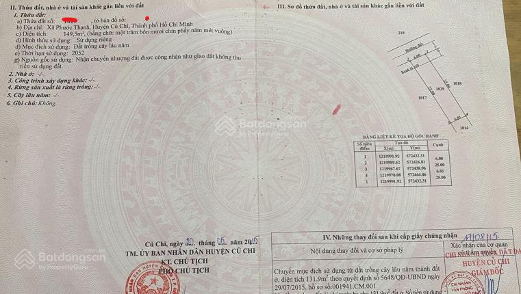 Bán gấp đất thổ cư gần 150m2 chỉ 1 tỷ245 đường ô tô shr xã phước thạnh, củ chi