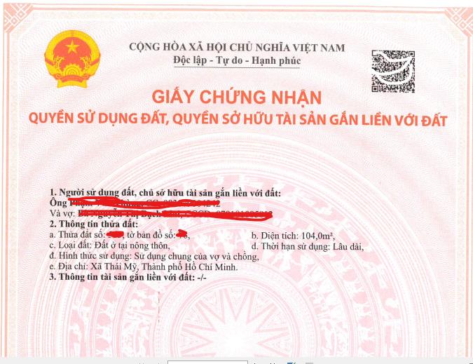 Bán gấp khu đất 104m2 cạnh đường trung lập, chỉ 1 tỷ 425, xã thái mỹ mới