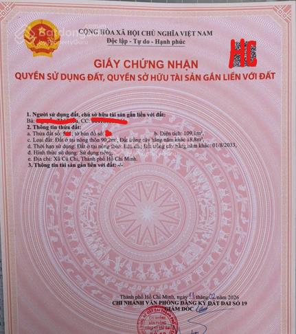 Bán gấp 109m2 thổ cư, shr, 1 tỷ 245, gần liêu bình hương, chợ việt kiều, tân thông hội