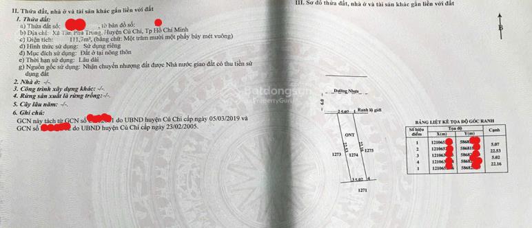 Bán gấp 112m2 thổ cư, xã tân phú trung, chỉ 1 tỷ 150, đường nhựa, sổ riêng