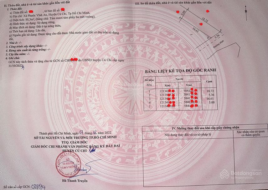 Kẹt bán gấp 88m2 thổ cư, phước vĩnh an, chỉ 1 tỷ 050, nhánh tỉnh lộ 2, sổ sẵn