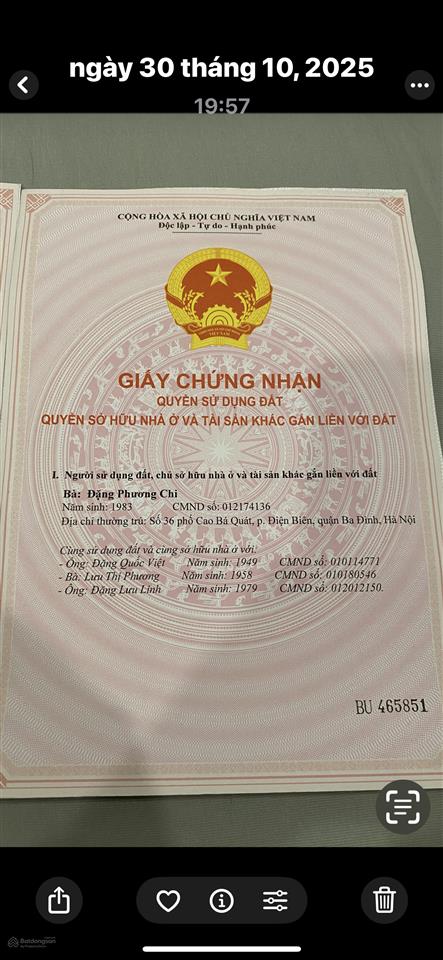 Bán gấp nr tại 1b số 36 cao bá quát, 6,2 tỷ, 18,6 m2