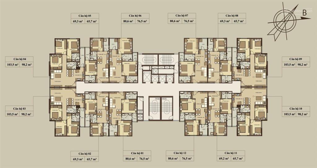 Bán căn góc 98,2m² chung cư hòa phát 70 nguyễn đức cảnh