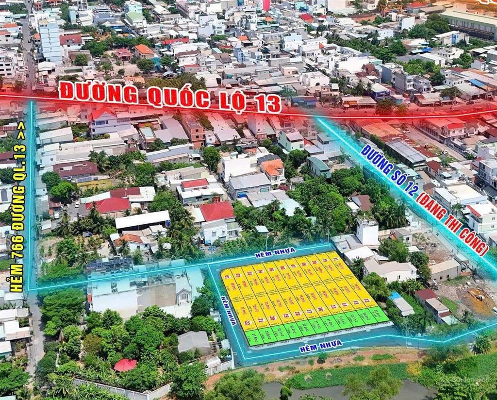 Bán lô đất mới tách hẻm xe tải đường ql 13 p.hiệp bình phước từ 7 tỷ dt 100m2 ngang 4m giá f0
