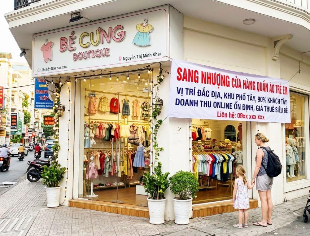 SANG NHƯỢNG CỬA HÀNG QUẦN ÁO TRẺ EM – VỊ TRÍ ĐẸP KHU PHỐ TÂY, ĐƯỜNG NGUYỄN THỊ MINH KHAI,