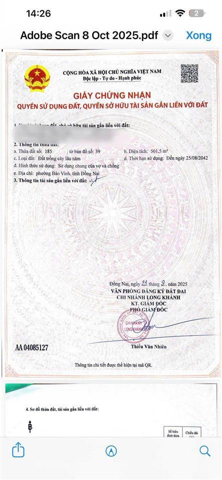 Chỉ 750tr sở hữu ngay 500m2 đất chính chủ mặt tiền oto tránh tại bảo vinh  long khánh