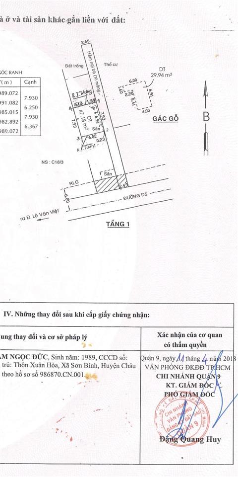 Chính chủ bán đất thổ cư sẵn sổ full tiện ích tại tăng nhơn phú a