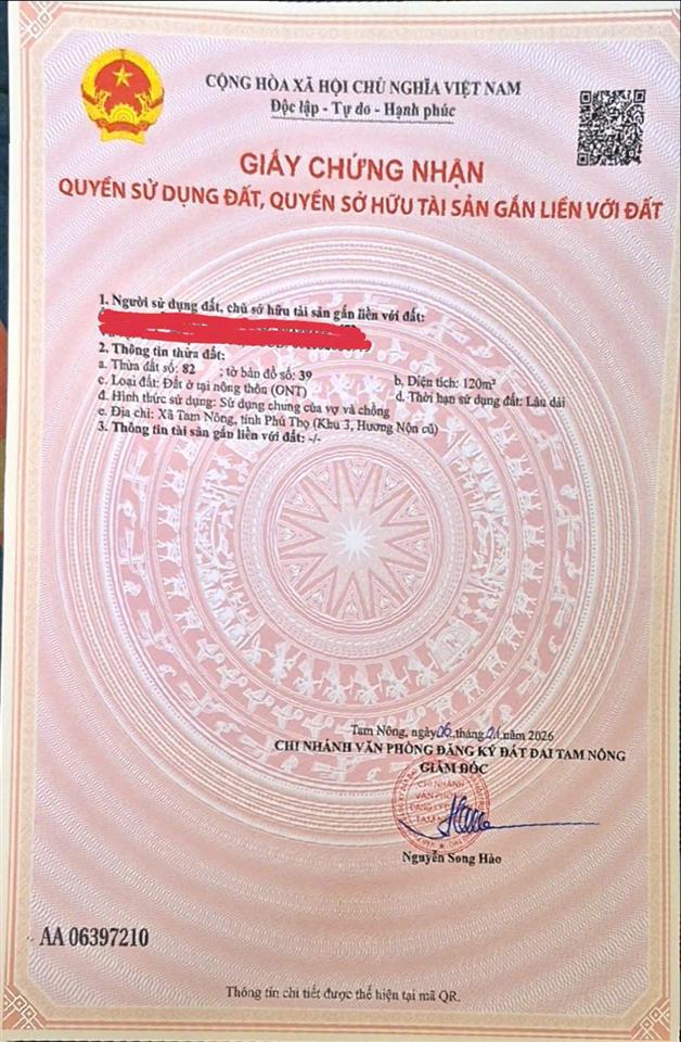 Bán đất 120m2 mặt tiền thoáng tại tam nông, phú thọ giá tốt đầu tư