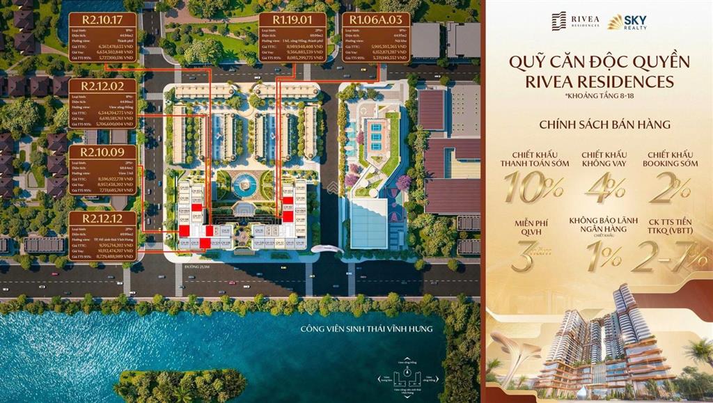 Căn hộ view công viên không gian sống xanh tại rivea residences