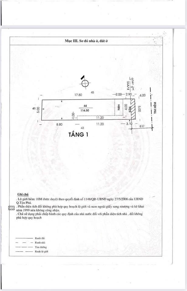 Bán nhà hẻm 8m thoại ngọc hầu 5x23m  1 lầu nhà cũ tiện xây mới giá 10 tỷ