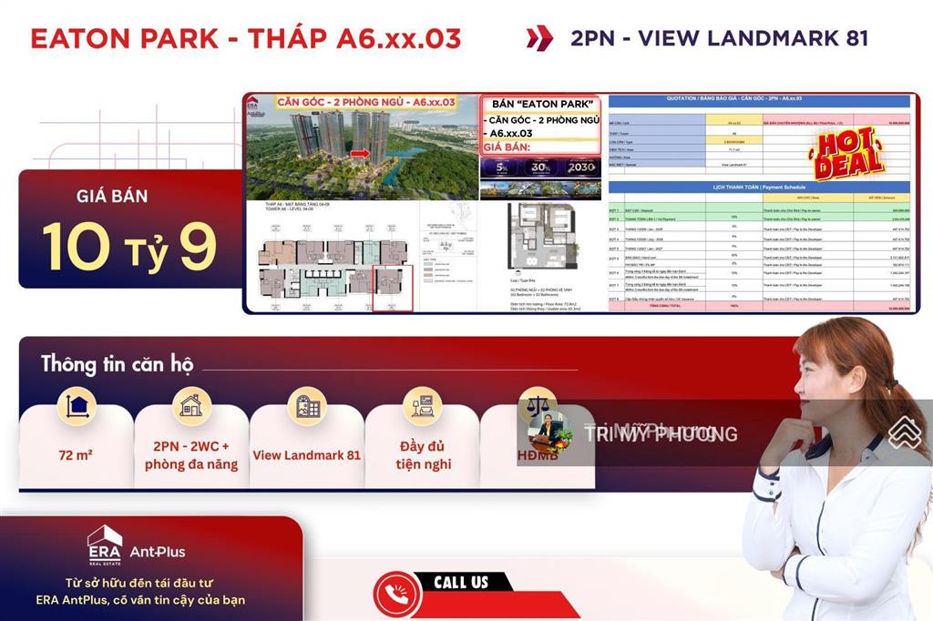 Eaton park  chủ nhà bán căn góc  2pn  tháp a6. xx. 03  giá bán tốt nhất thị trường cao cấp q2