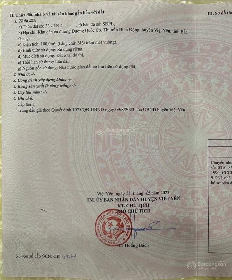 Tôi cần bán nhanh nhà 2 sổ đỏ 200m2 mặt tiền 10m  đ/c dương quốc cơ, bích động, việt yên