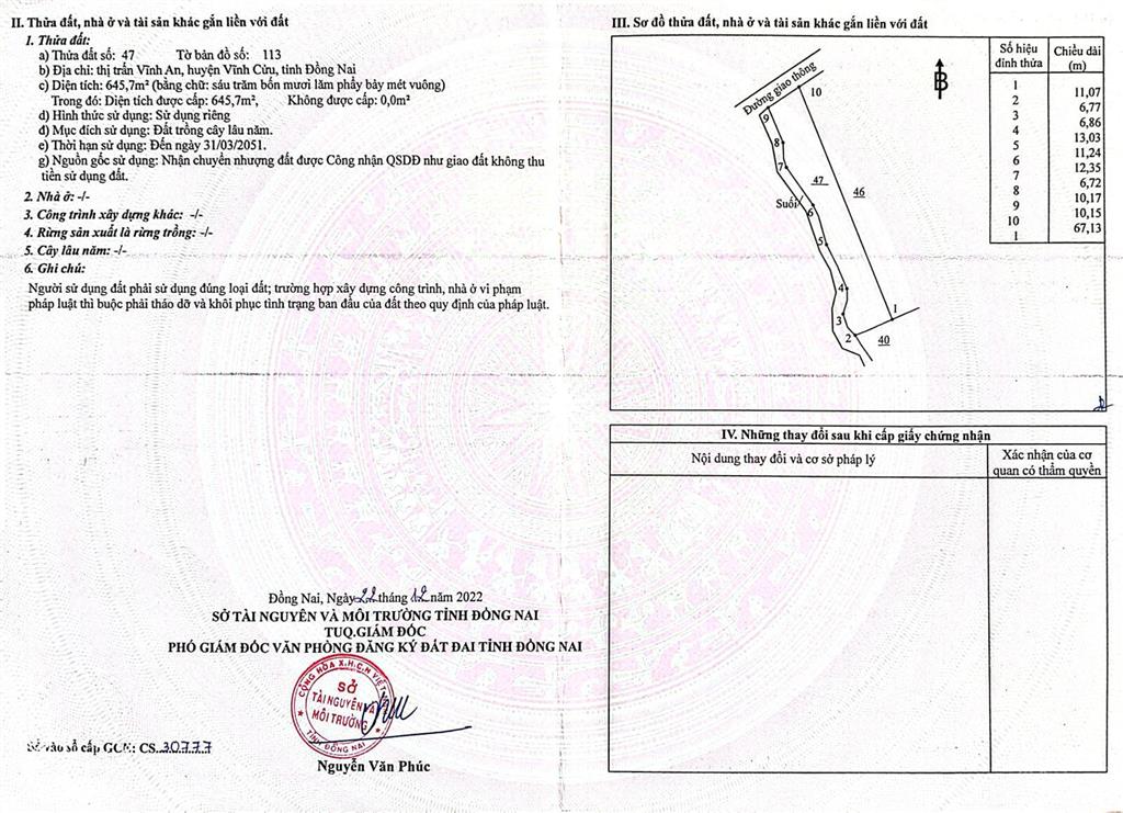 520 triệu có ngay 645m² đất gần hồ trị an, cách trung tâm 2km