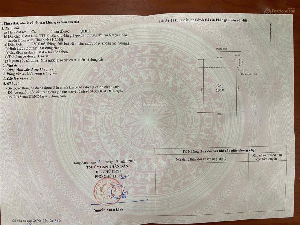 Bán đất biệt thự nguyên khê  khu đô thị nguyên khê  250m2  110tr/m2