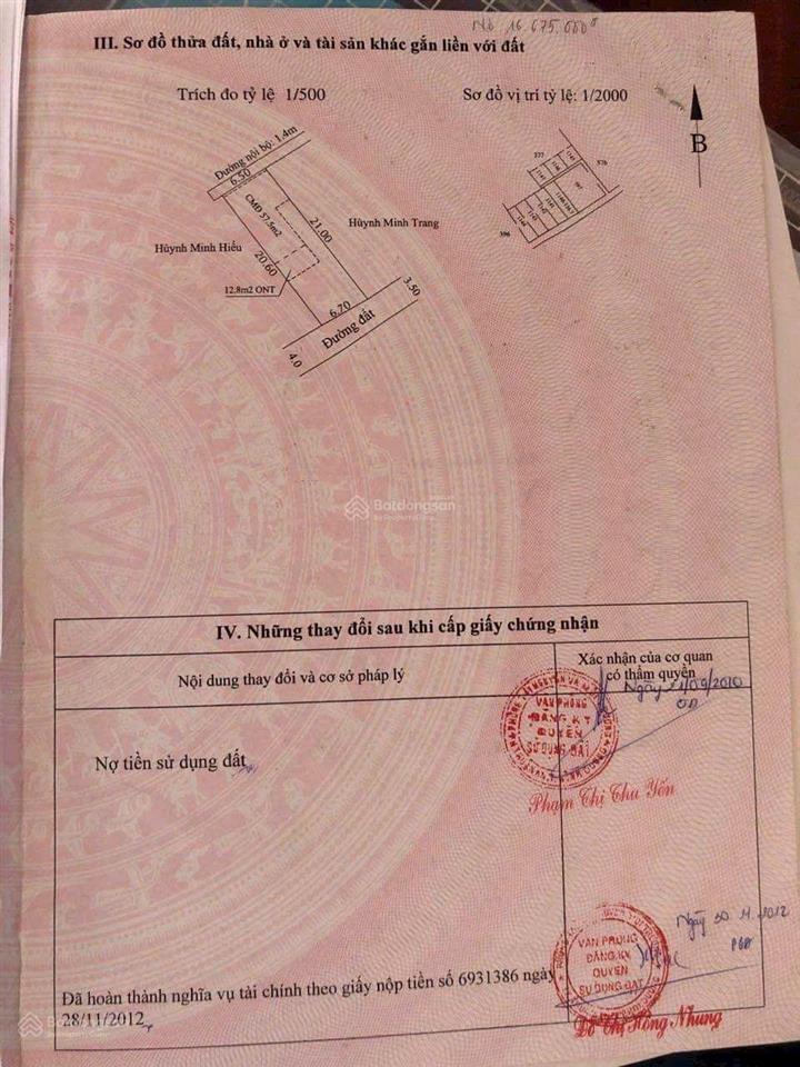 Bán đất tại bình nhâm 3, 2,6 tỷ, 136m2, mặt tiền 6,5m, pháp lý đầy đủ