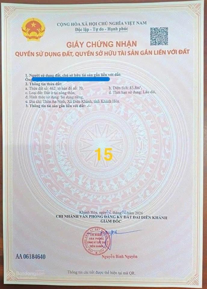 Đất nền full thổ cư  sổ riêng  đường ô tô đón sóng hạ tầng tây nha trang chỉ 750tr/nền